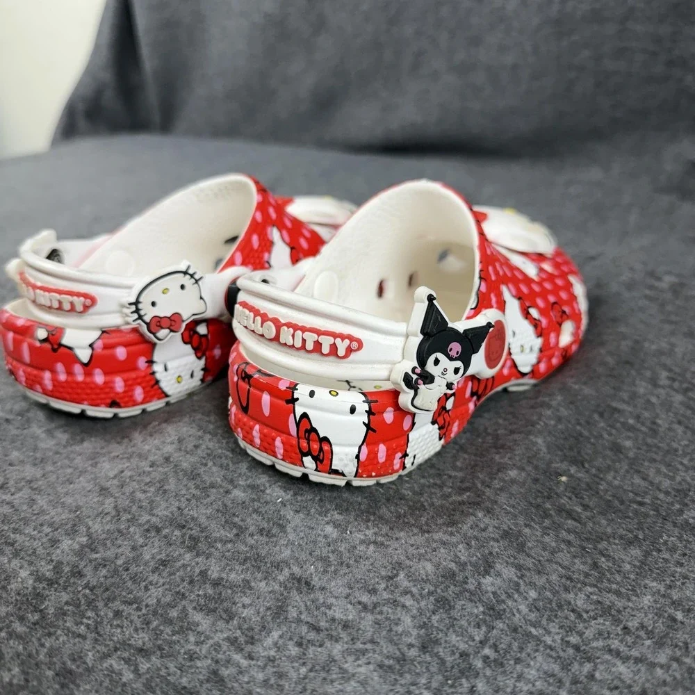 Crocs Hello Kitty Kuromi Clog Sandals Girls Size 11 C Red Polka Dot Print Anime - Picture 8 of 13
